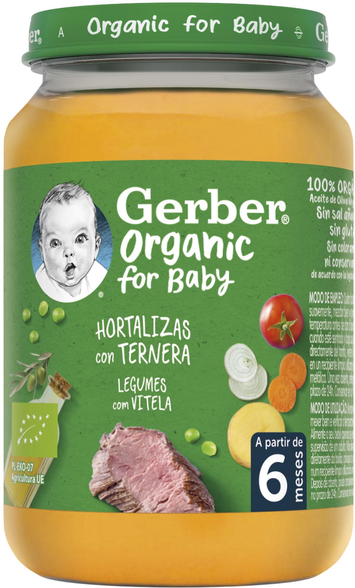 GERBER Organic detský príkrm zelenina s teľacím mäsom 190 g Príkrm