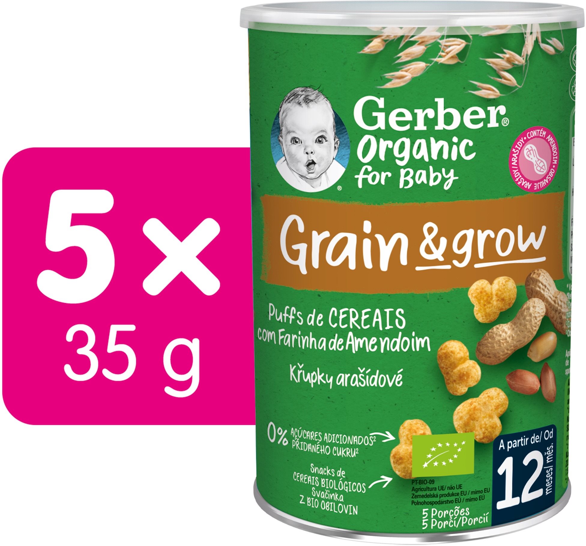GERBER Organic chrumky arašidové 5× 35 g Chrumky pre deti