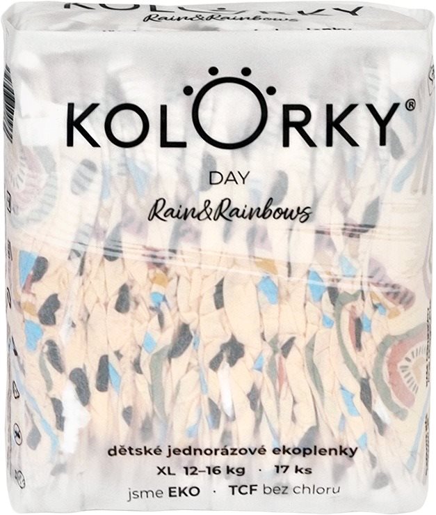 KOLORKY DAY dážď a dúhy veľkosť XL (17 ks) Eko plienky