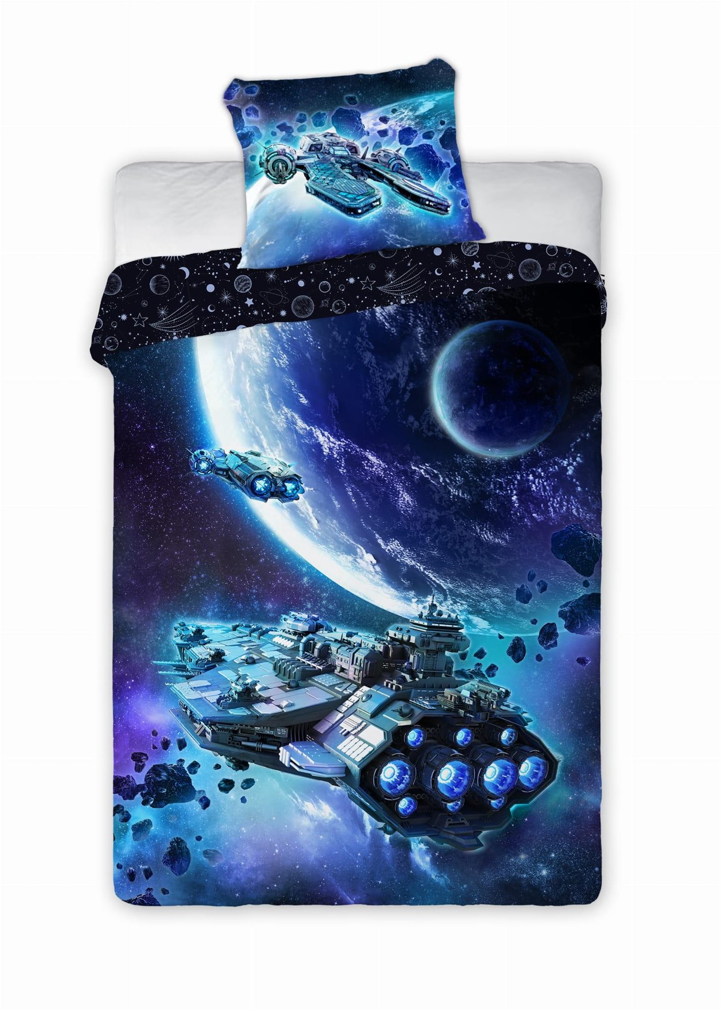 FARO balvnené obliečky vesmírna Loď 140 × 200 cm Detská posteľná...