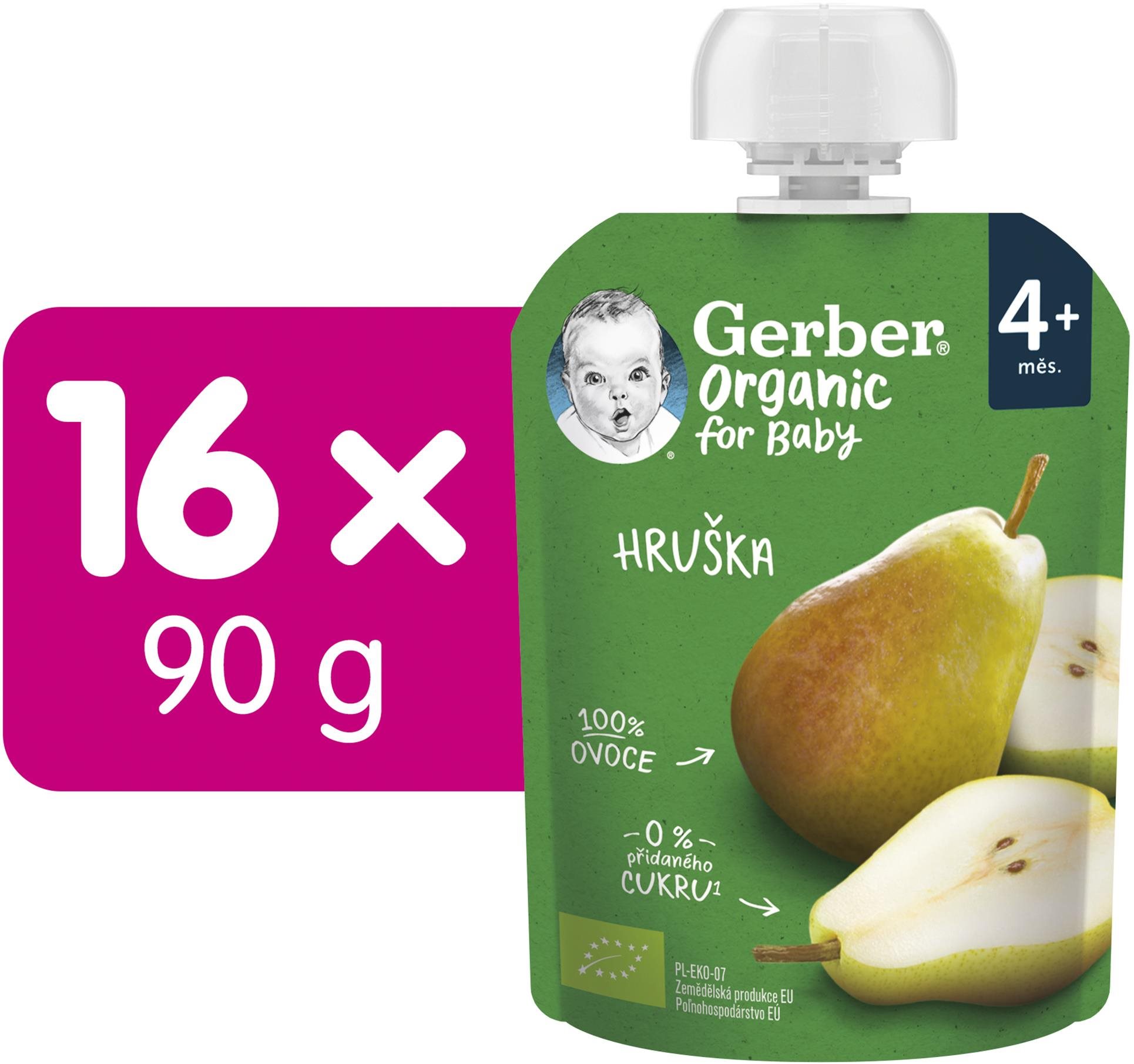 GERBER Organic kapsička hruška 16× 90 g Kapsička pre deti