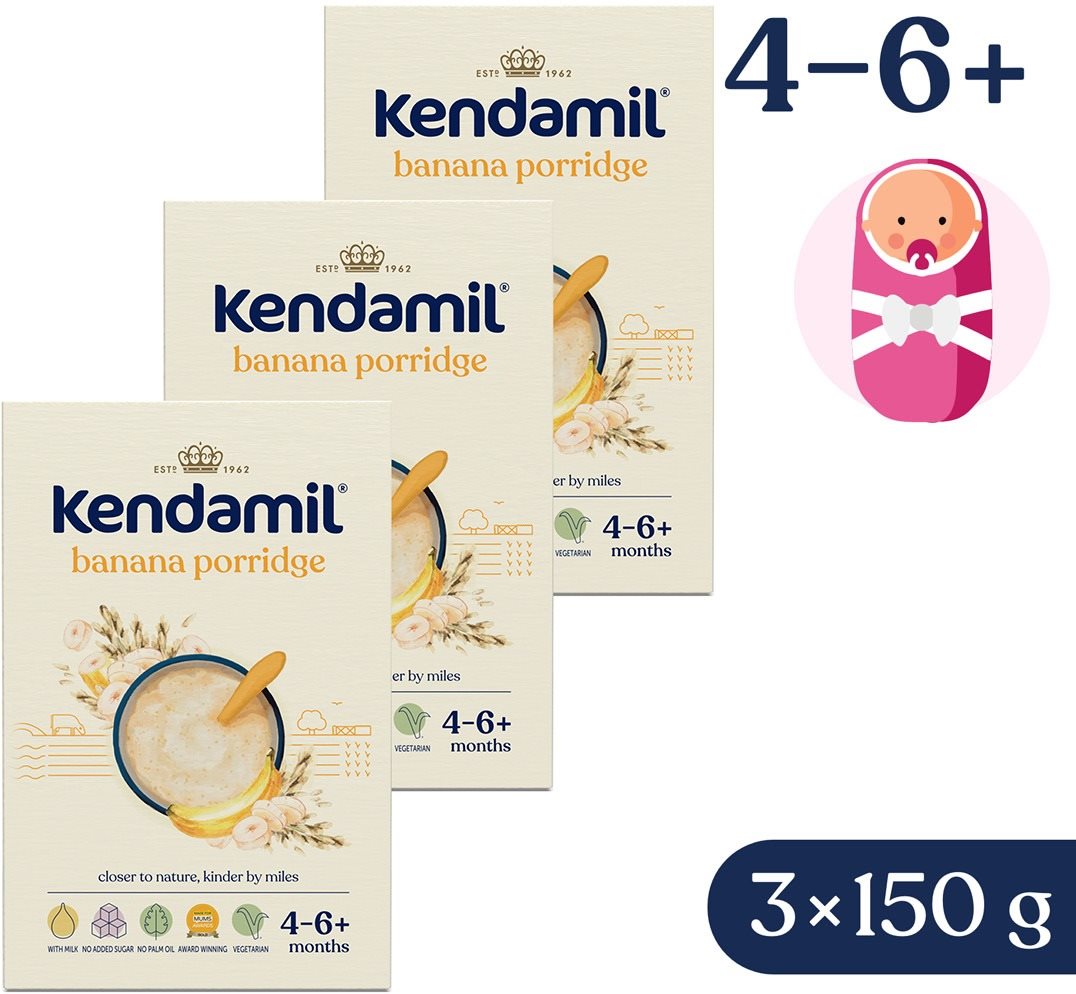 Kendamil mléčná kaše s banánem (3× 150 g) Mléčná kaše