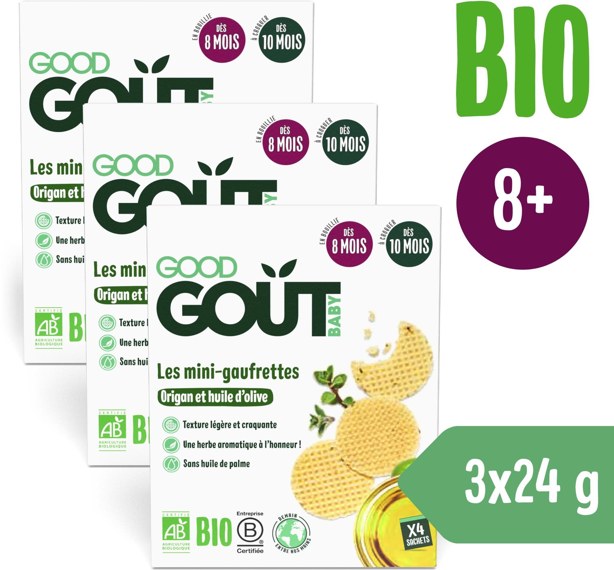 Good Gout BIO wafle s oregánem a olivovým olejem (3× 24 g) Sušenky...
