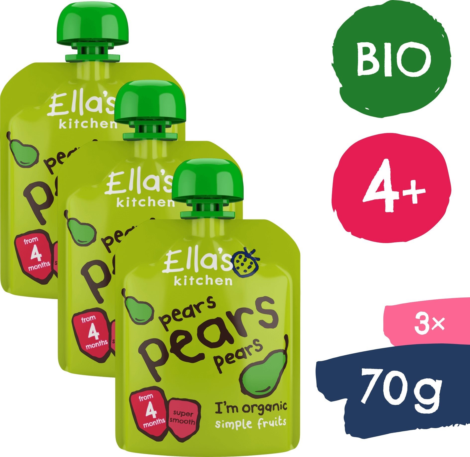 Ella's Kitchen BIO Hrušková desiata (3× 70 g) Kapsička pre deti