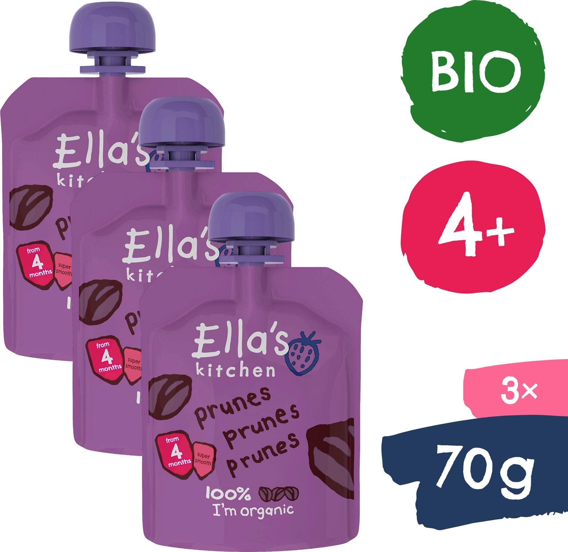 Ella's Kitchen Bio szilvás püré (3 × 70 g) Tasakos gyümölcspüré