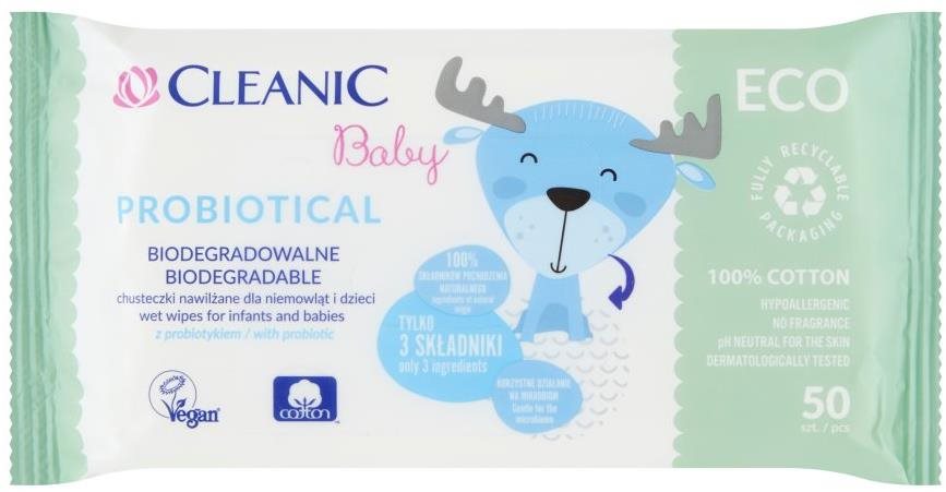 CLEANIC Baby Probiotical EKO 50 ks Dětské vlhčené ubrousky