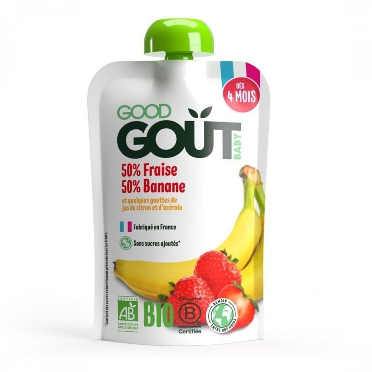 Good Gout BIO eper banánnal (120 g) Tasakos gyümölcspüré