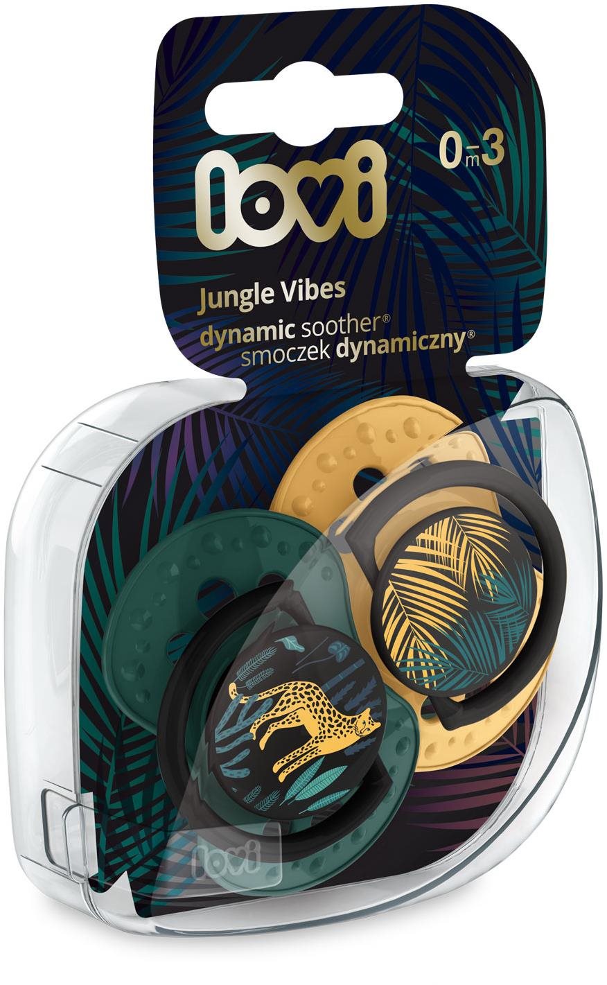 LOVI Jungle Vibes silikónový dynamický cumlík 0 – 3 m, žltá/zelená...