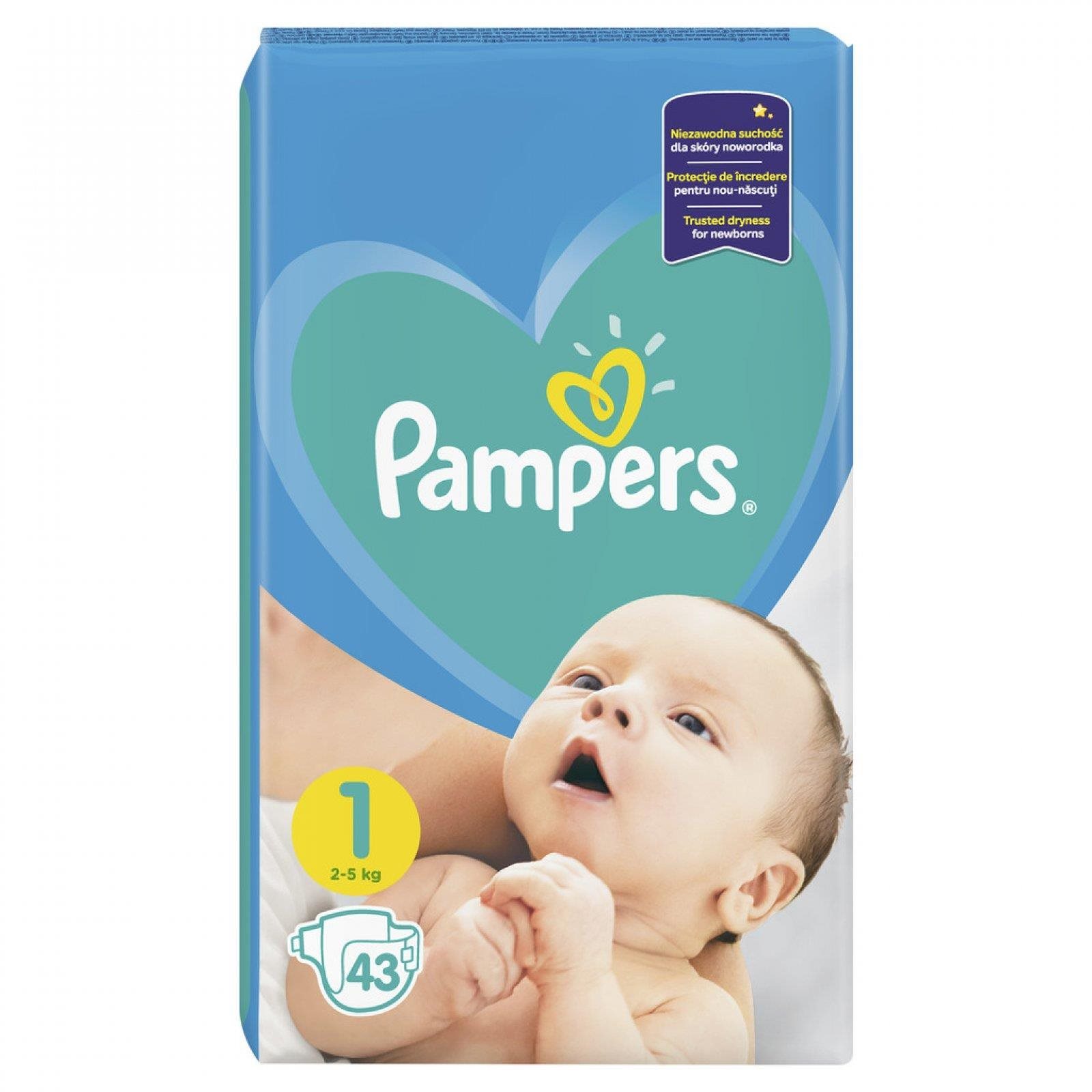 PAMPERS New Baby Dry veľkosť 1 Newborn 43 ks Jednorazové plienky
