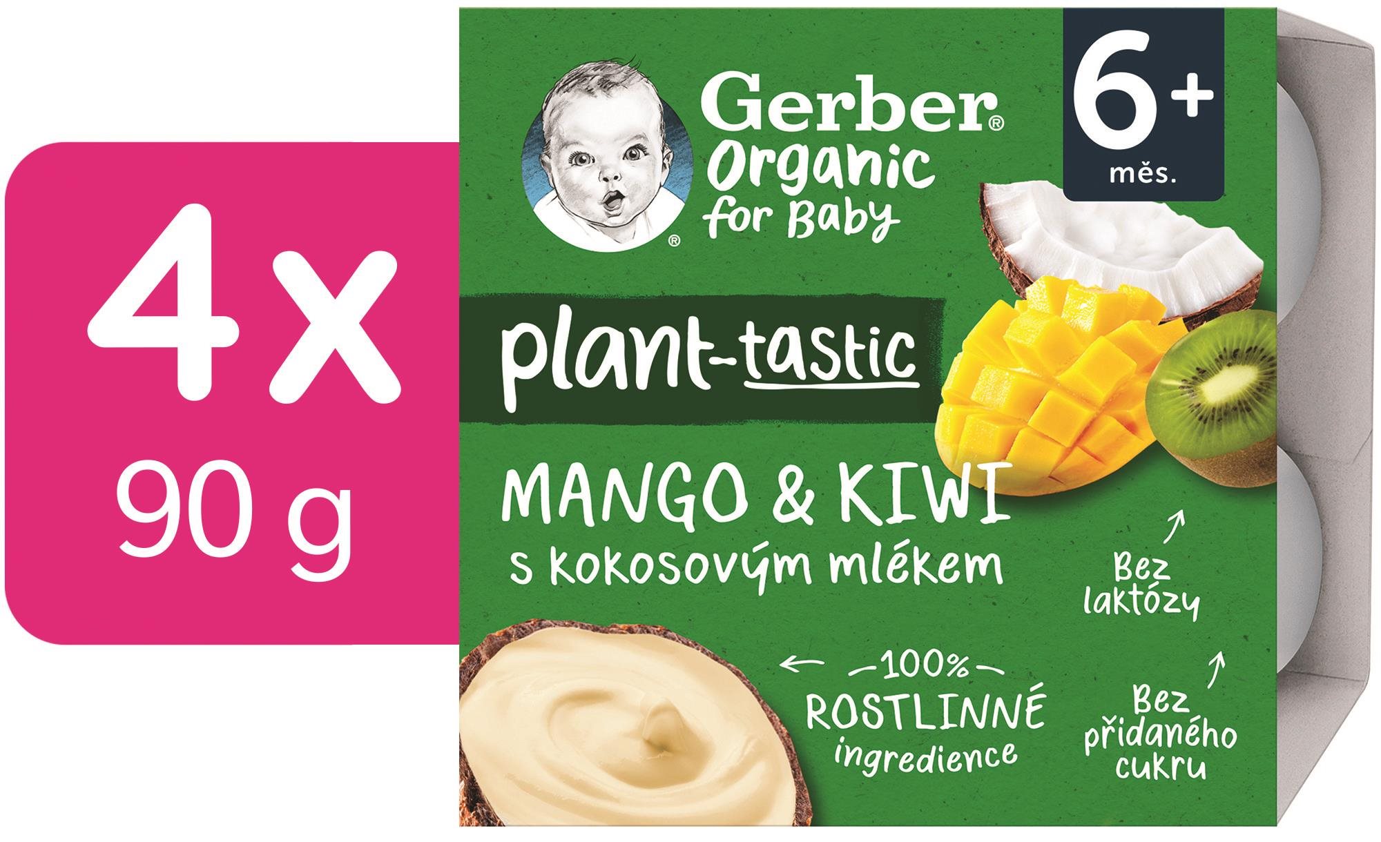 GERBER Organic 100 % rastlinný dezert mango a kiwi s kokosovým...