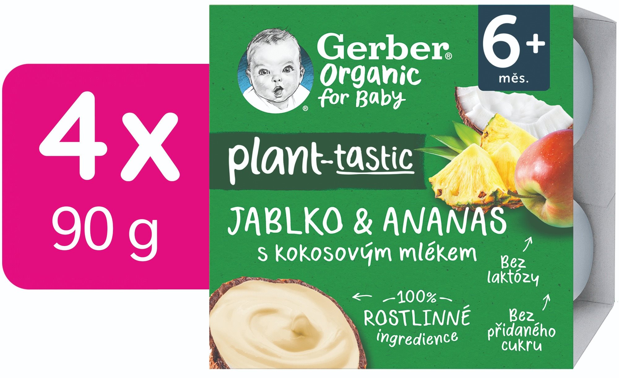 GERBER Organic 100 % rastlinný dezert jablko a ananás s kokosovým...