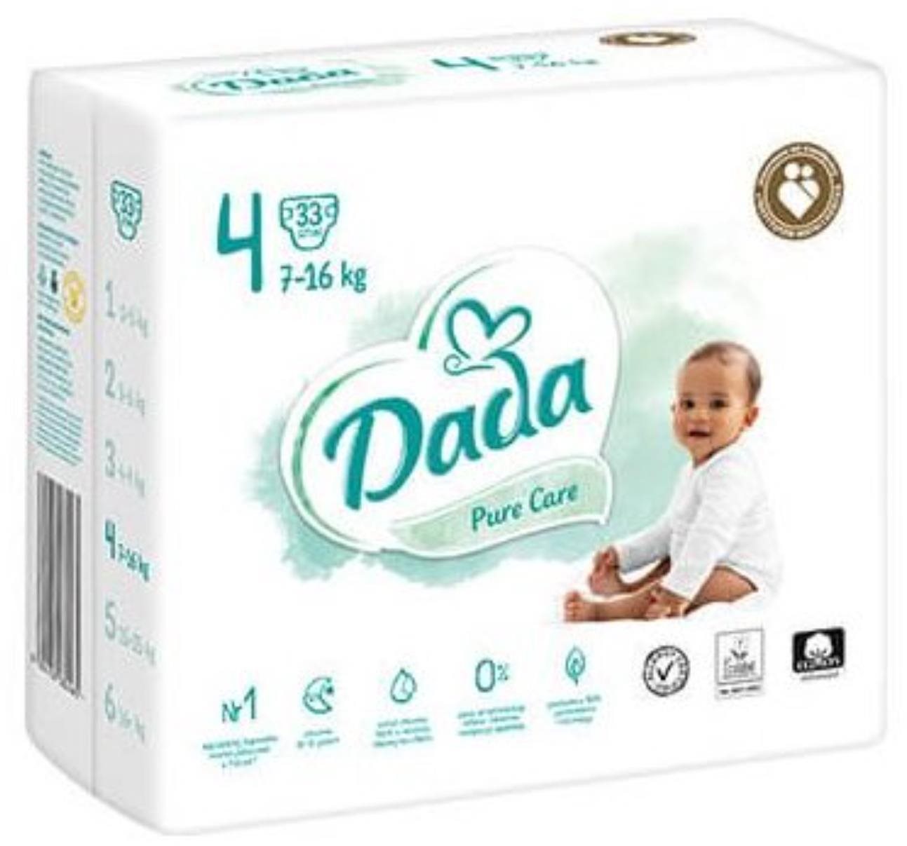 DADA Pure Care vel. 4 (33 ks) Jednorázové pleny
