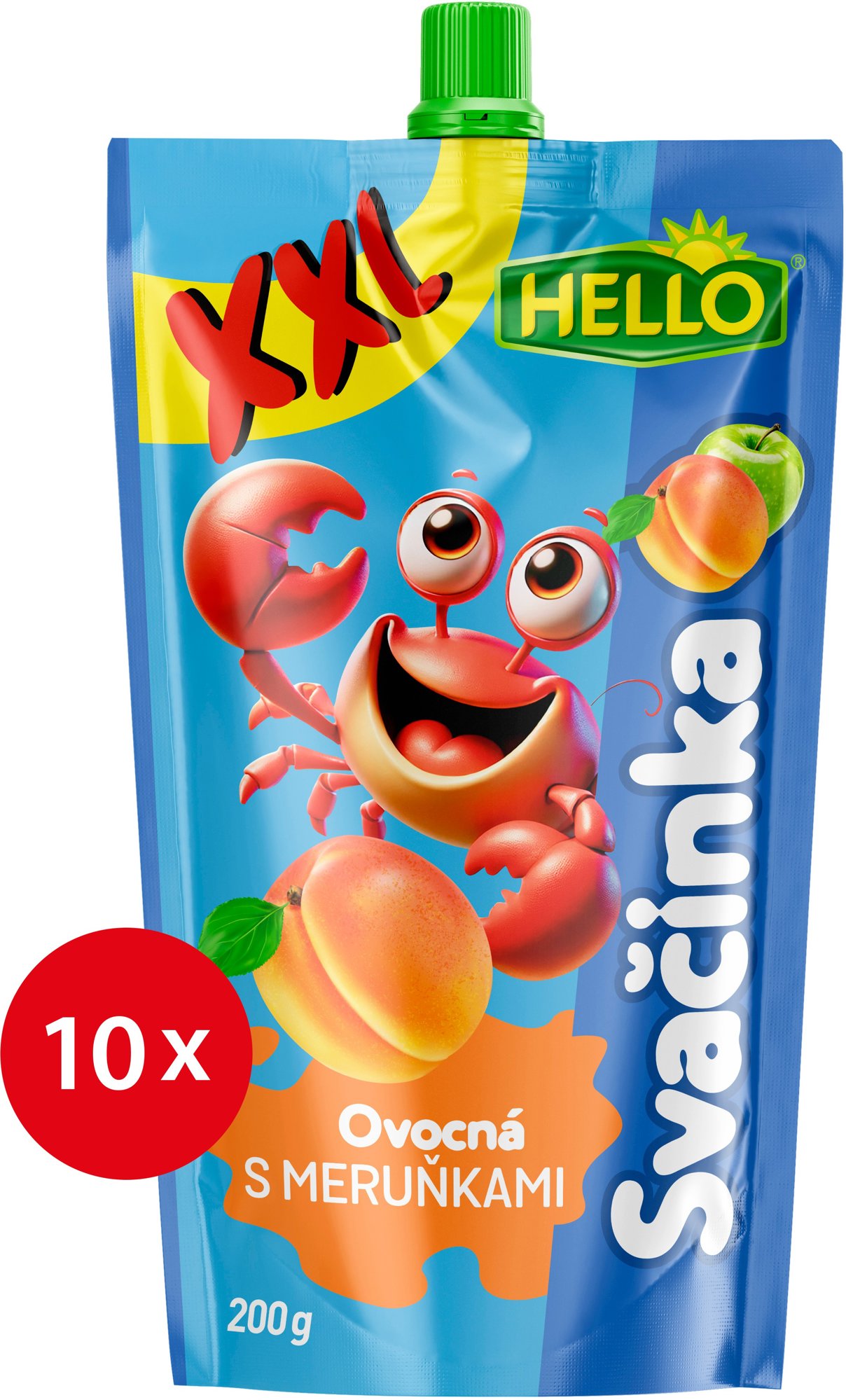 HELLO XXL ovocná kapsička s marhuľami 10× 200 g Kapsička pre deti