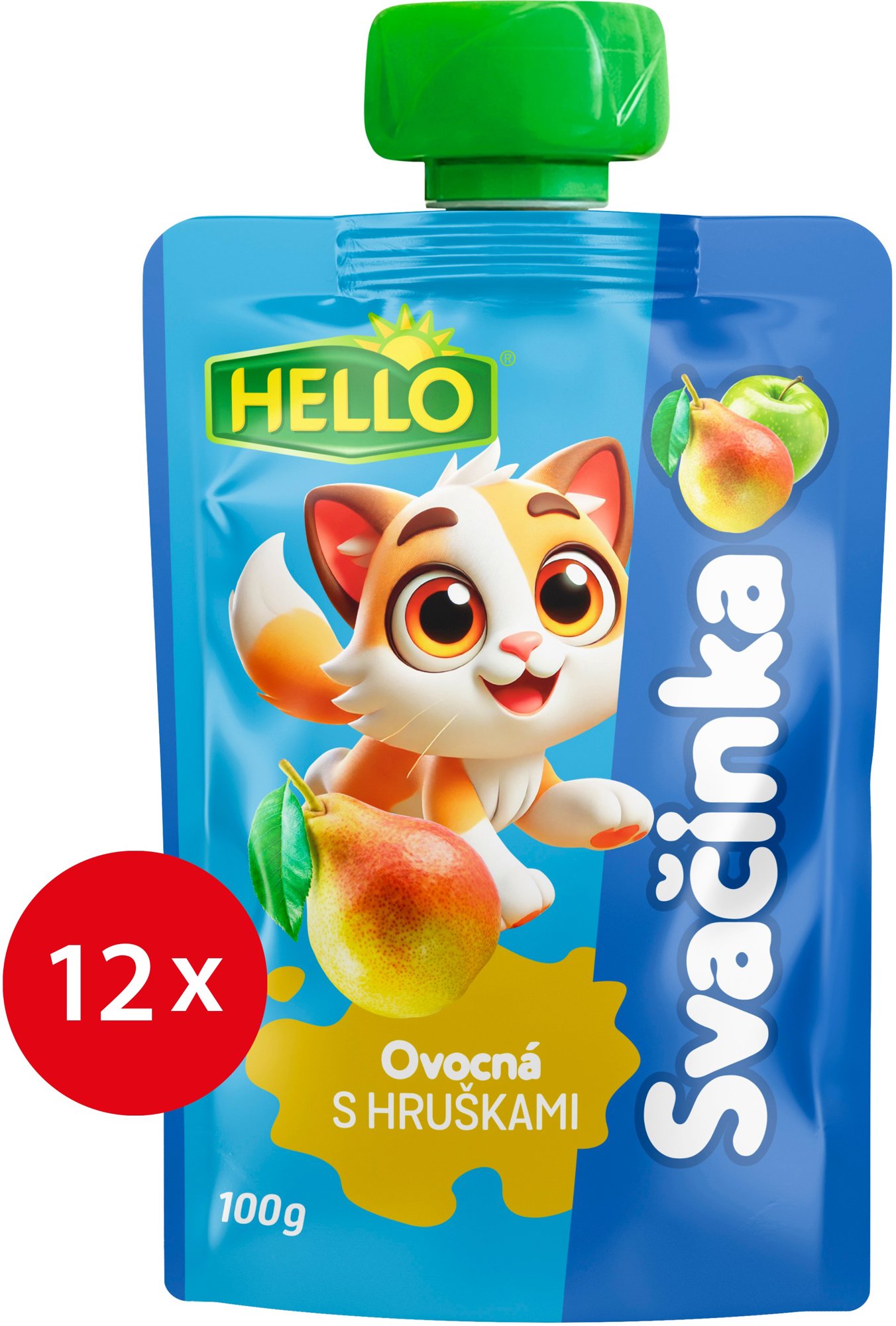 HELLO ovocná kapsička s hruškami 12× 100 g Kapsička pre deti