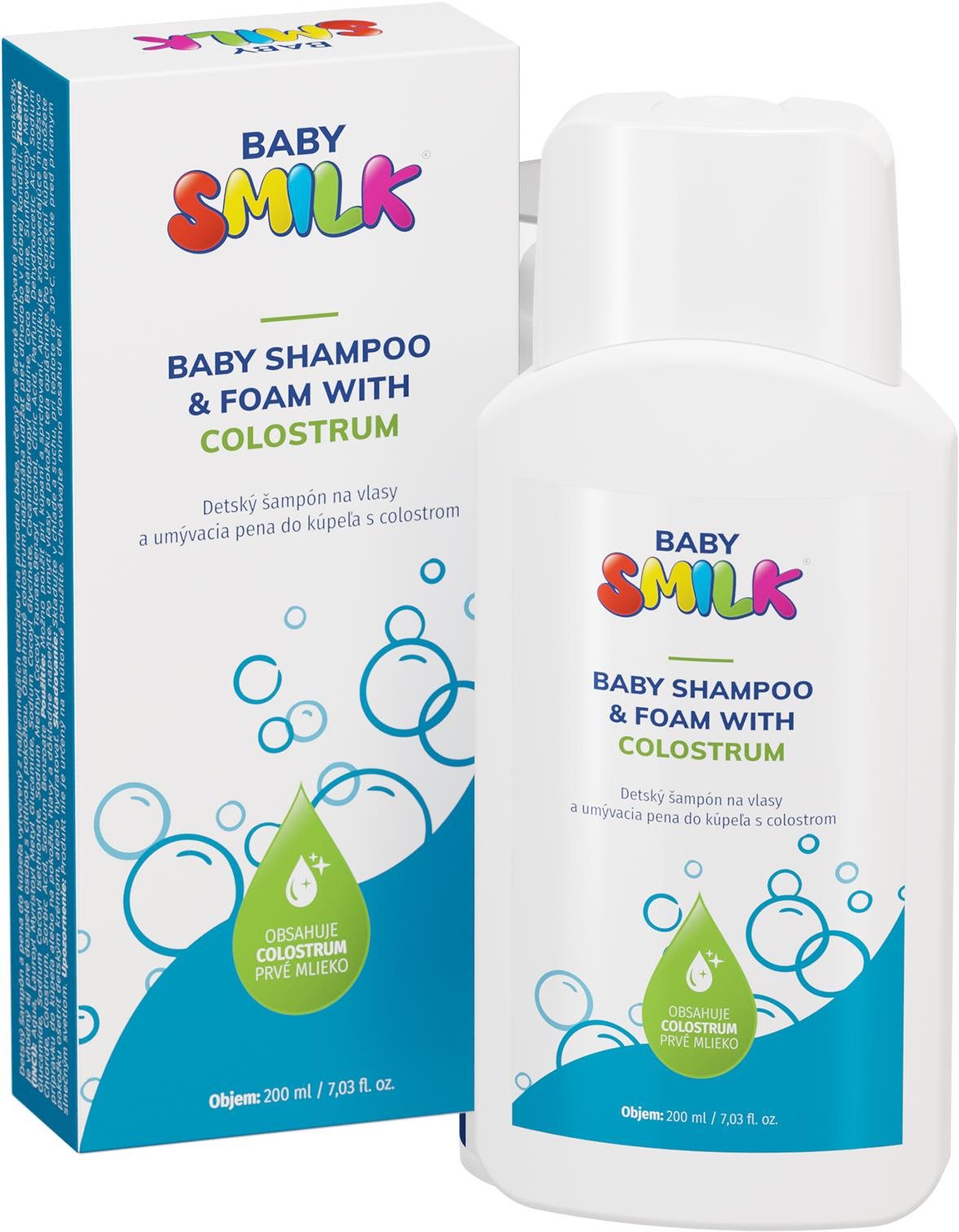 Babysmilk detský šampón a pena do kúpeľa s kolostrom 200 ml Detský...