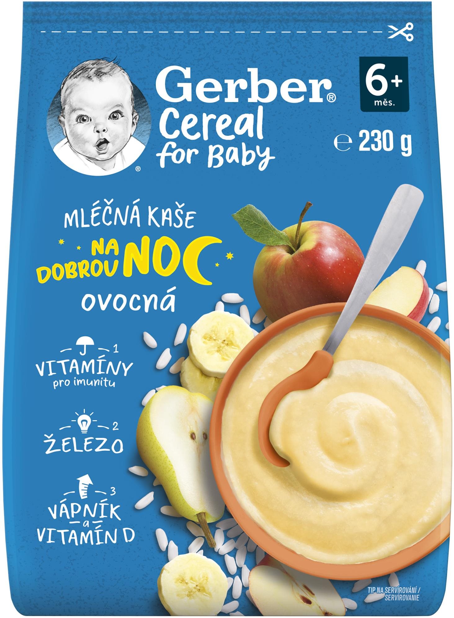 GERBER Cereal mléčná kaše Dobrou noc ovocná 230 g Mléčná kaše