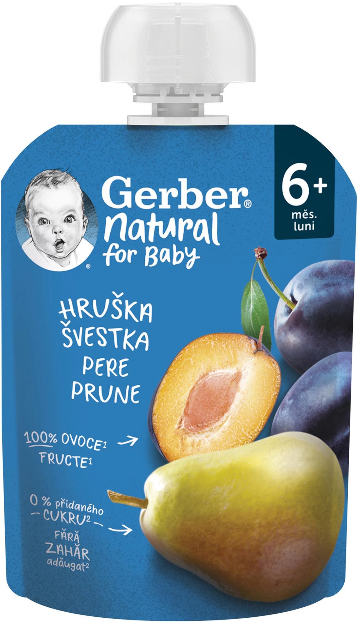 GERBER Natural kapsička hruška a slivka 90 g Kapsička pre deti