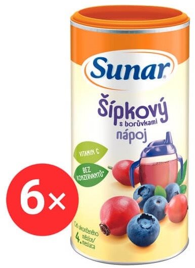 Sunar rozpustný nápoj šípkový s čučoriedkami 6× 200 g Nápoj