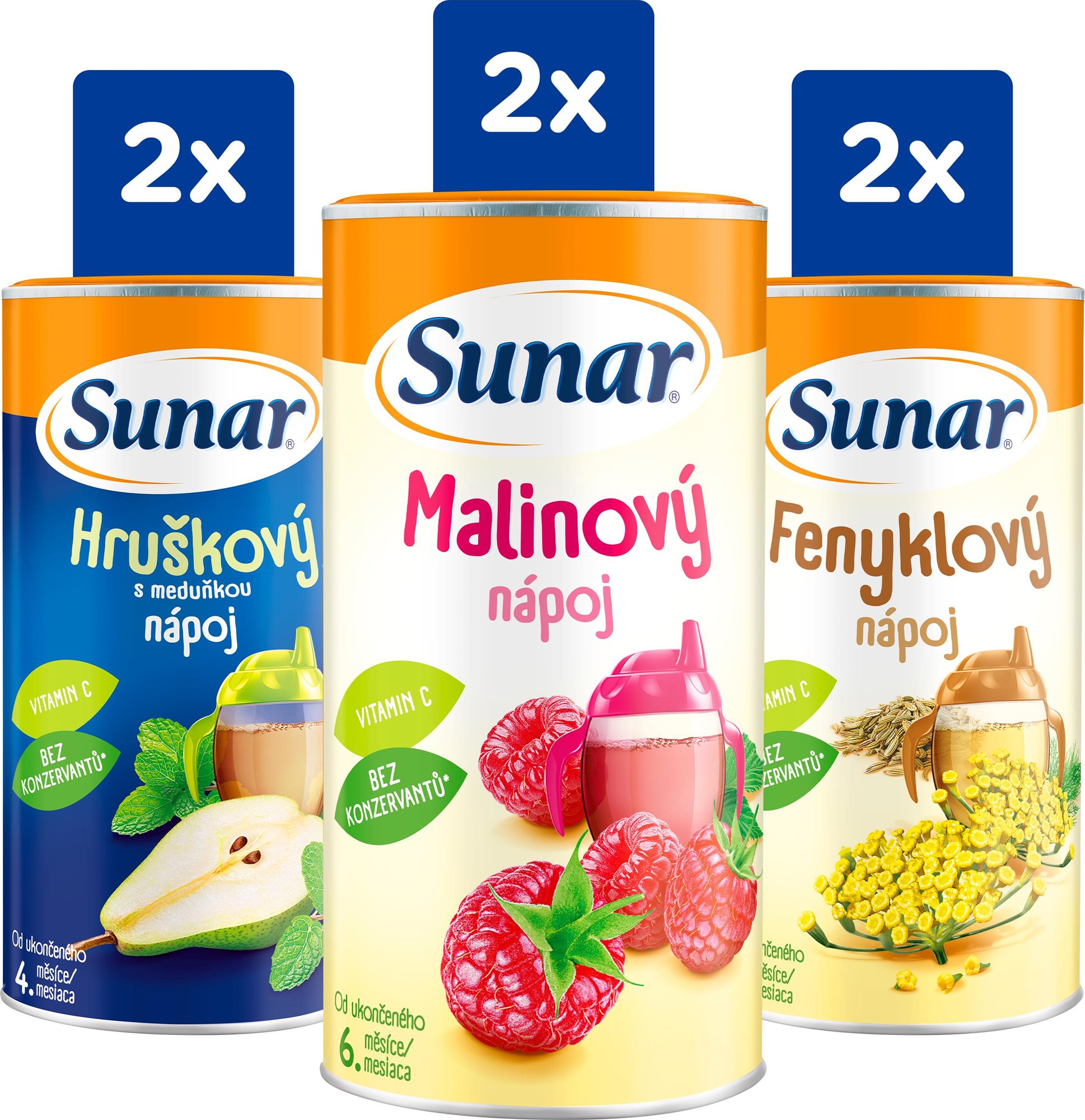 Sunar rozpustný nápoj mix karton I. 6× 200 g  Nápoj