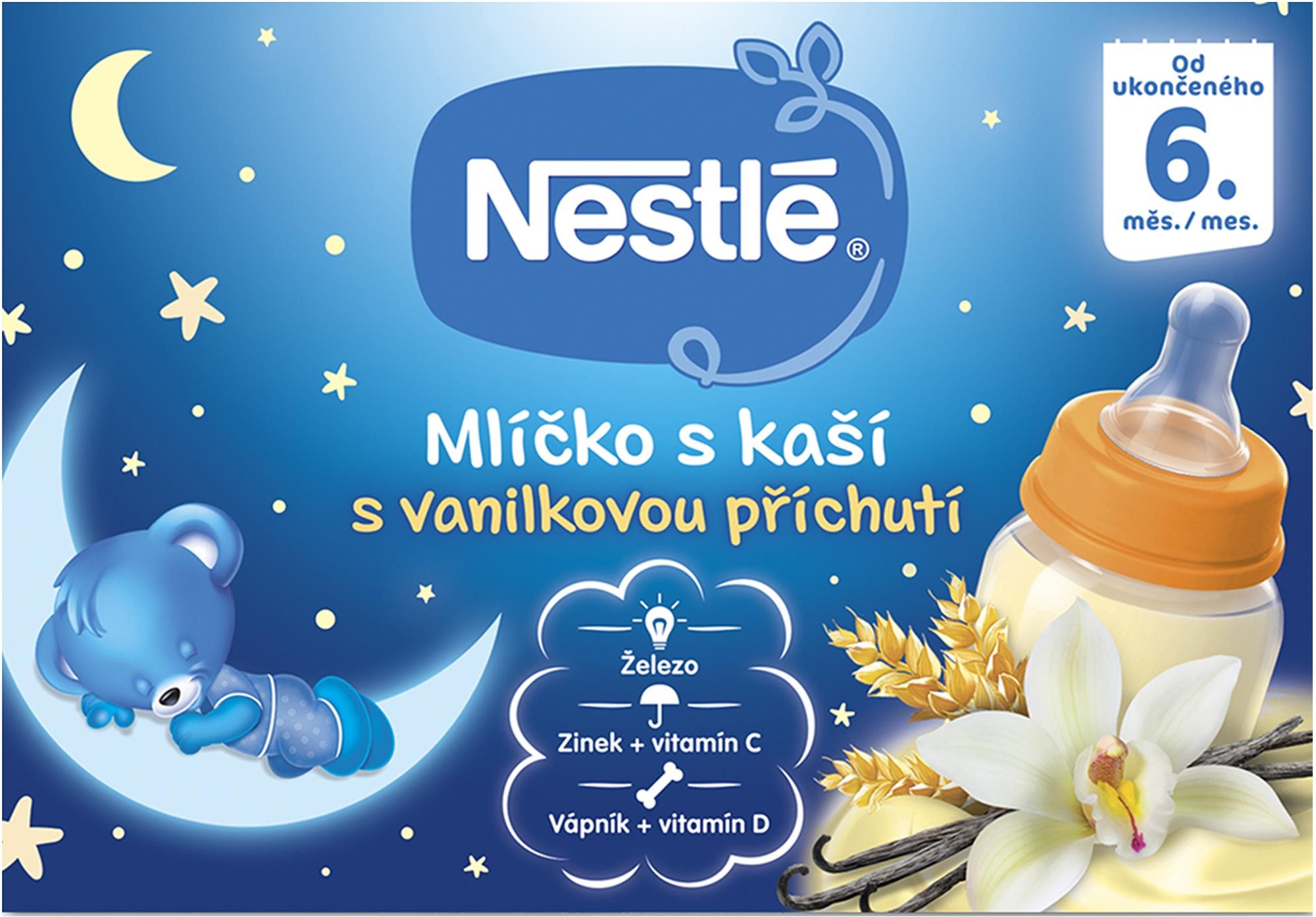 NESTLÉ mlíčko s kaší vanilkové 2× 200 ml Tekutý příkrm