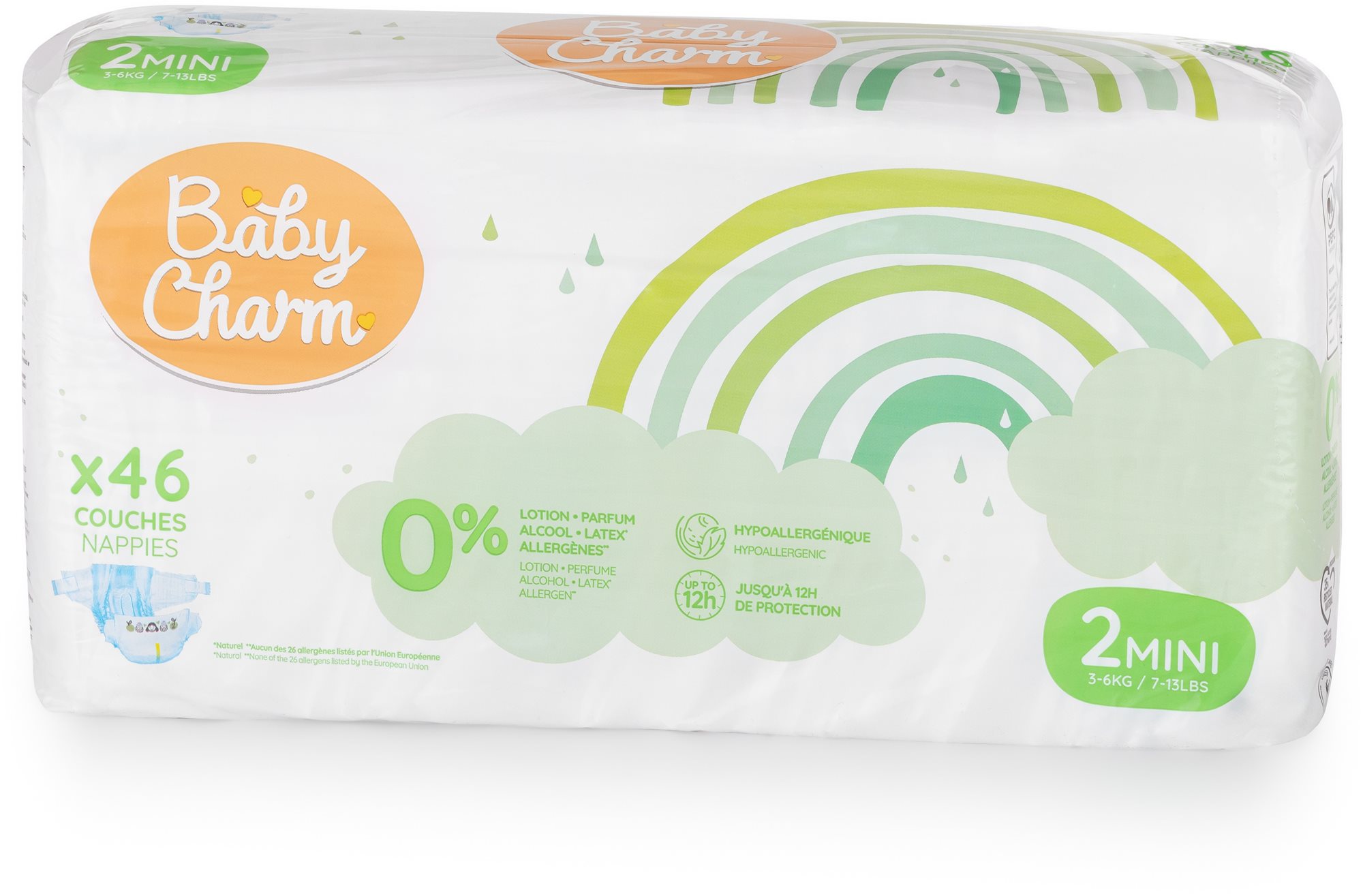 BABY CHARM Super Dry Flex veľ. 2 Mini, 3 – 6 kg (46 ks) Jednorazové...