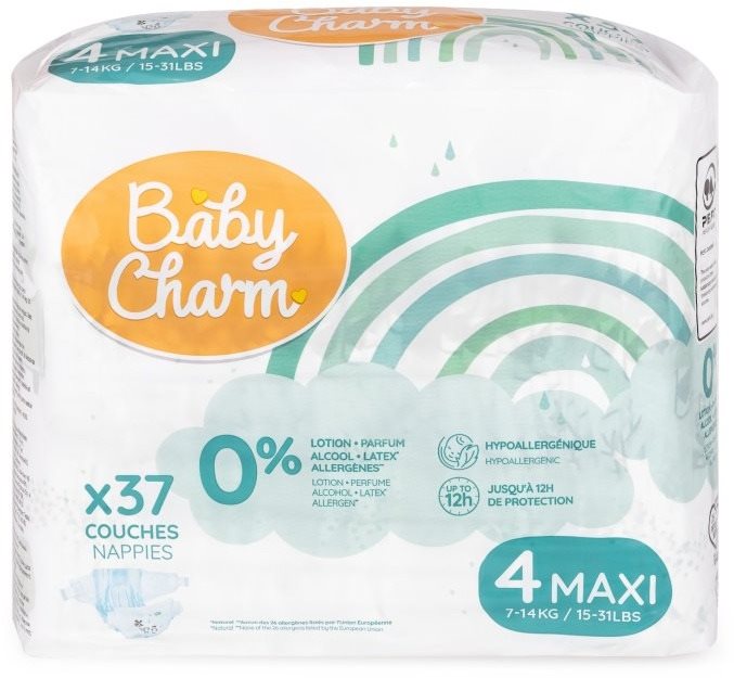 BABY CHARM Super Dry Flex vel. 4 Maxi, 9-14 kg (37 ks) Jednorázové...