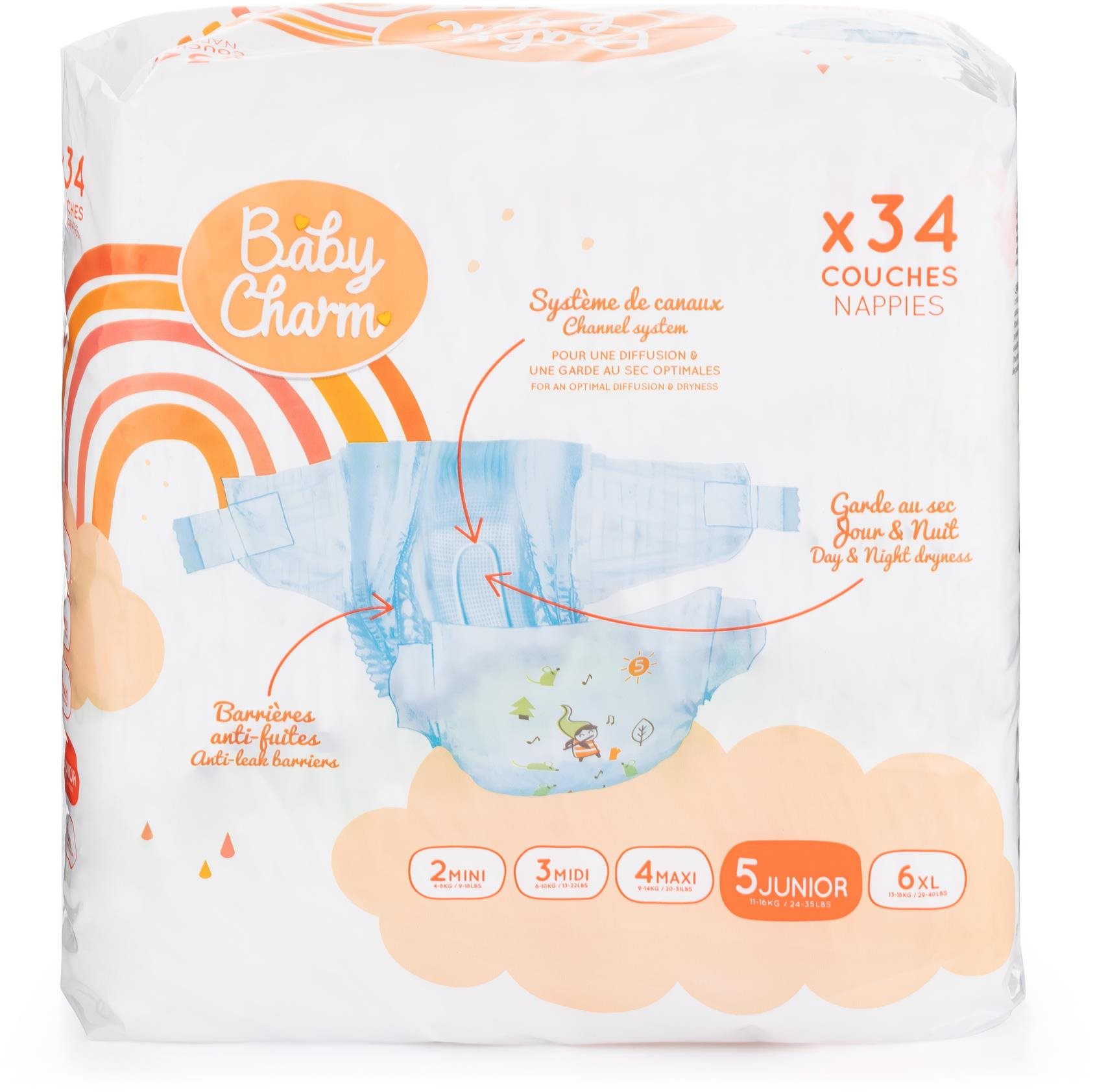 BABY CHARM Super Dry Flex veľ. 5 Junior, 11 – 16 kg (34 ks)...