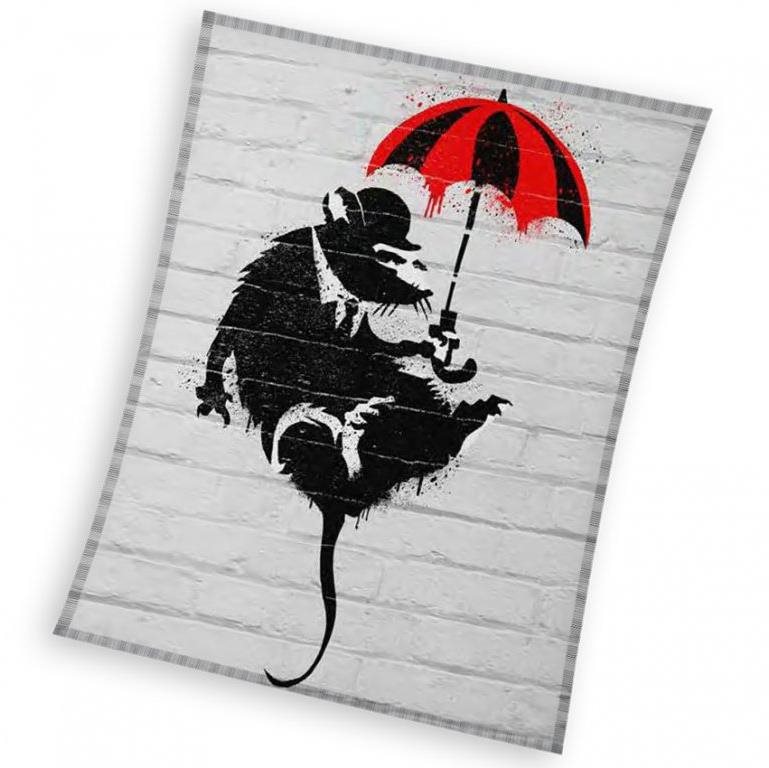 CARBOTEX Gyerek pléd Banksy patkány esernyővel 150×200 cm Pléd