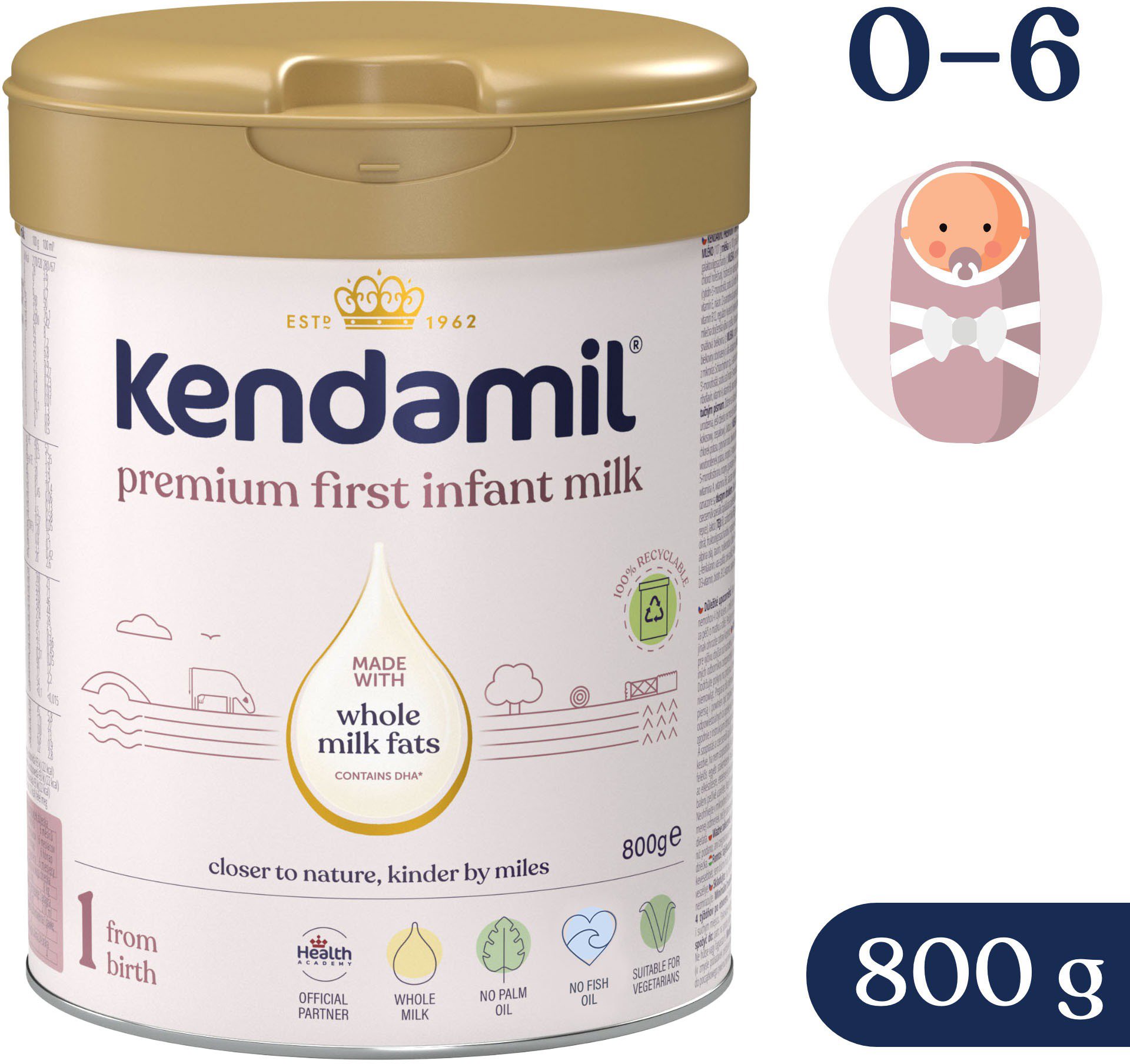Kendamil Premium 1 DHA+ (800 g) Dojčenské mlieko