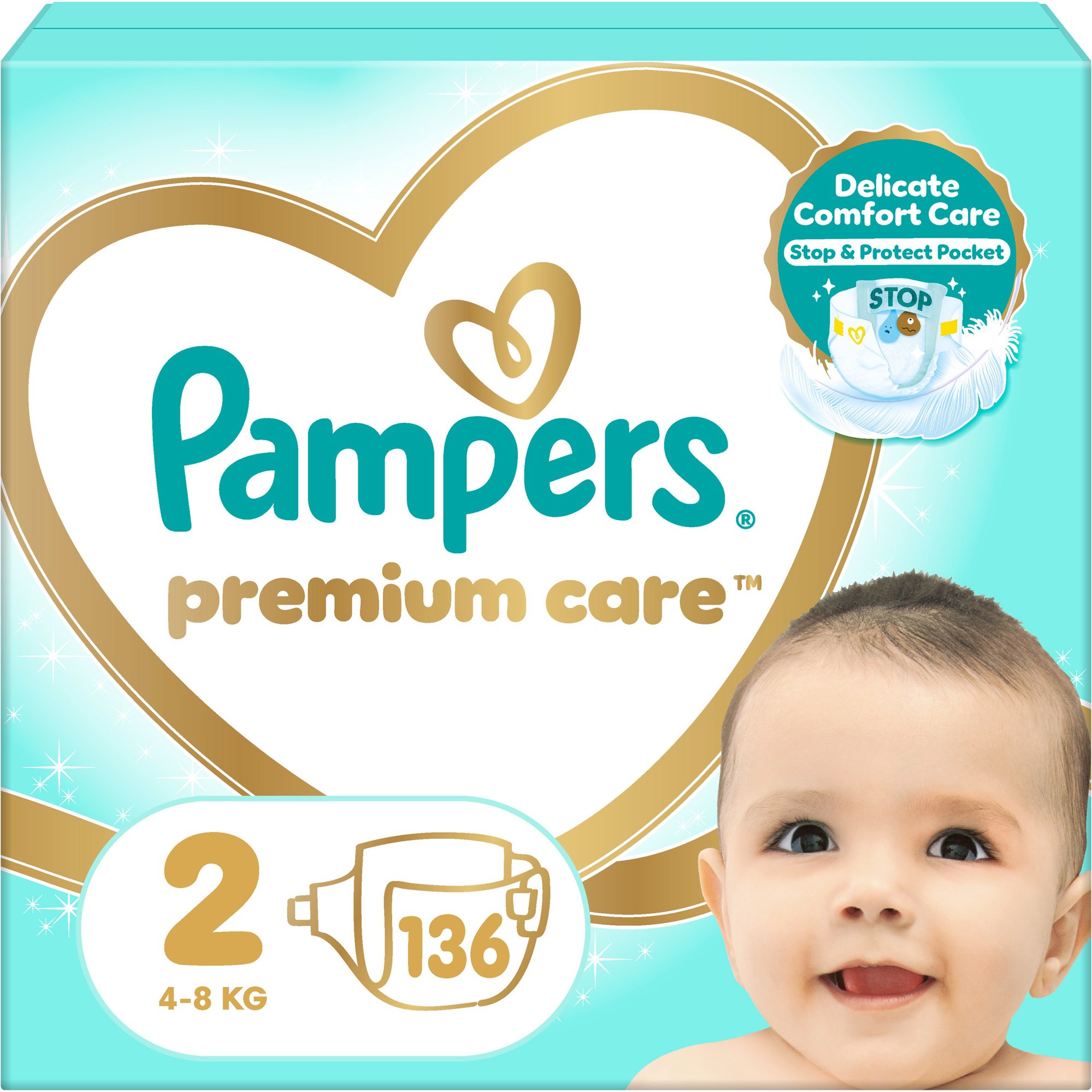 PAMPERS Premium Care vel. 2 (136 ks) Jednorázové pleny