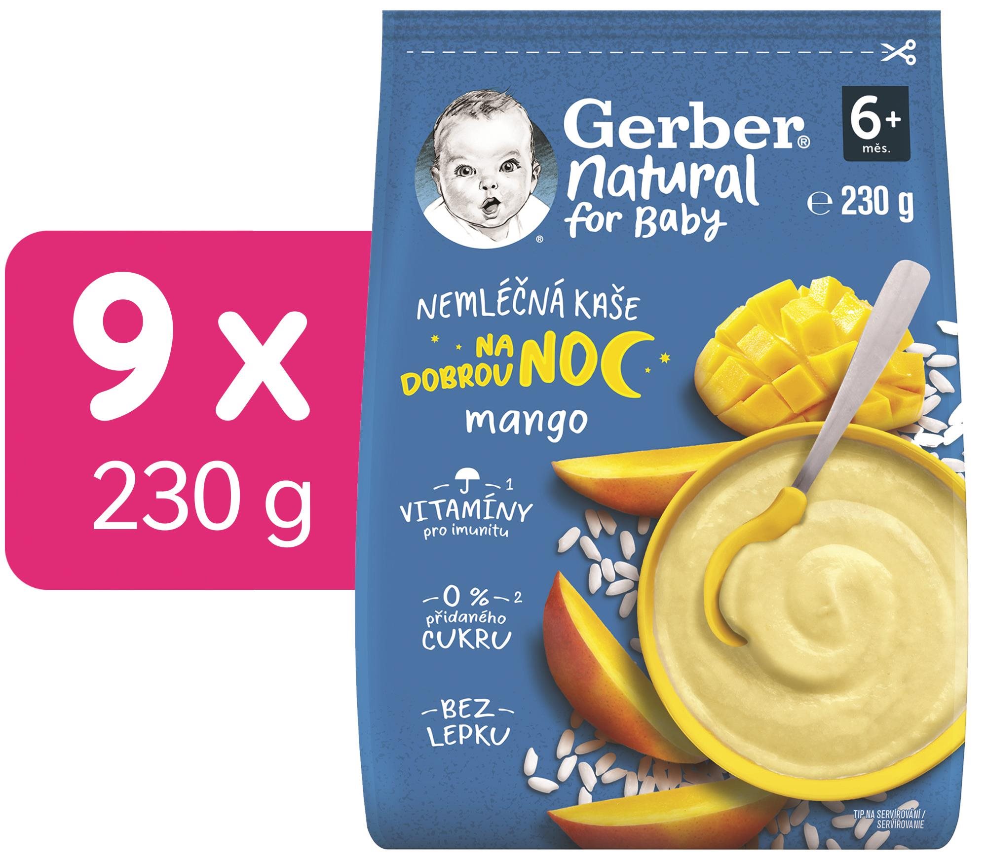GERBER Natural nemléčná kaše mango na dobrou noc 9× 230 g Nemléčná...