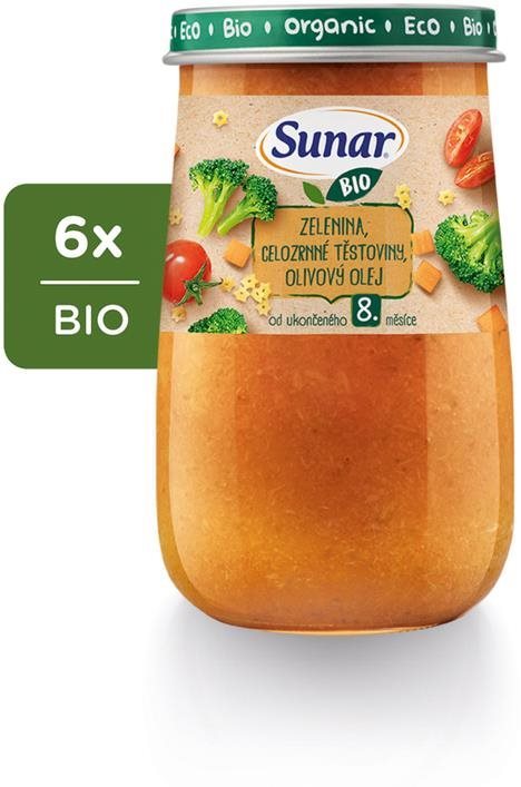 Sunar BIO príkrm zelenina, celozrnné cestoviny, olivový olej 8m+,...
