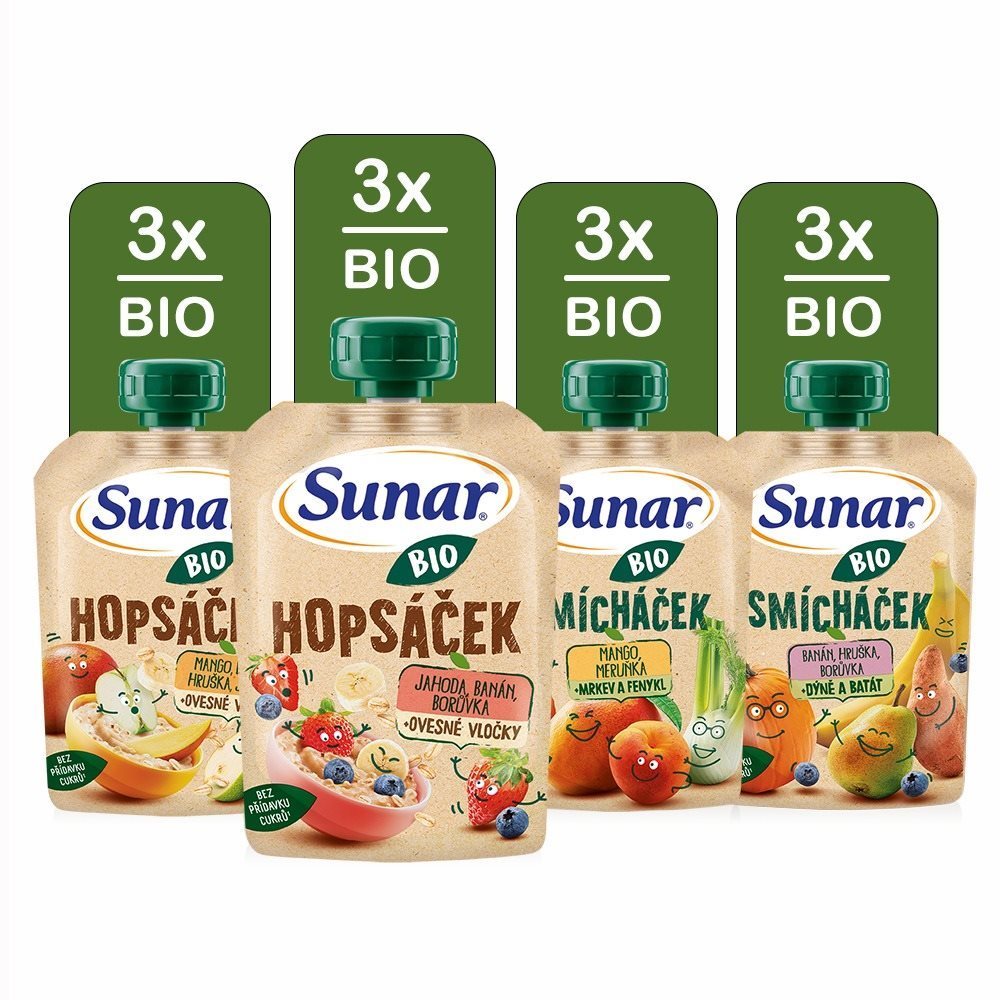 Sunar BIO kapsička mix príchutí Smícháček Hopsáček 12× 100 g...