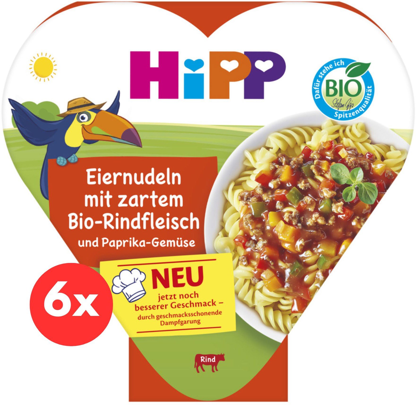 HiPP BIO Vaječné rezance so zeleninou a paprikou a jemným hov....