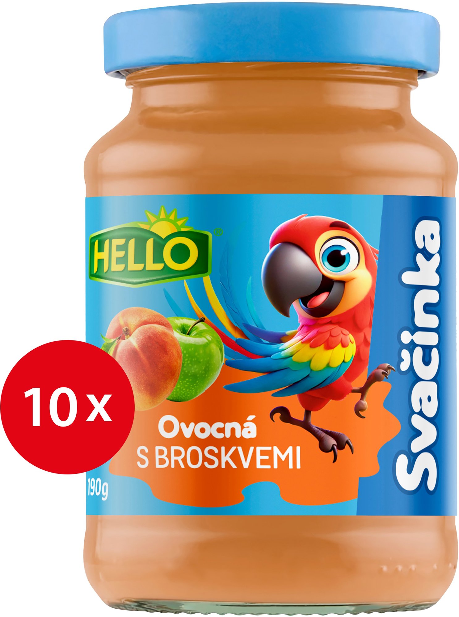 HELLO ovocná výživa s broskyňami 10× 190 g Príkrm