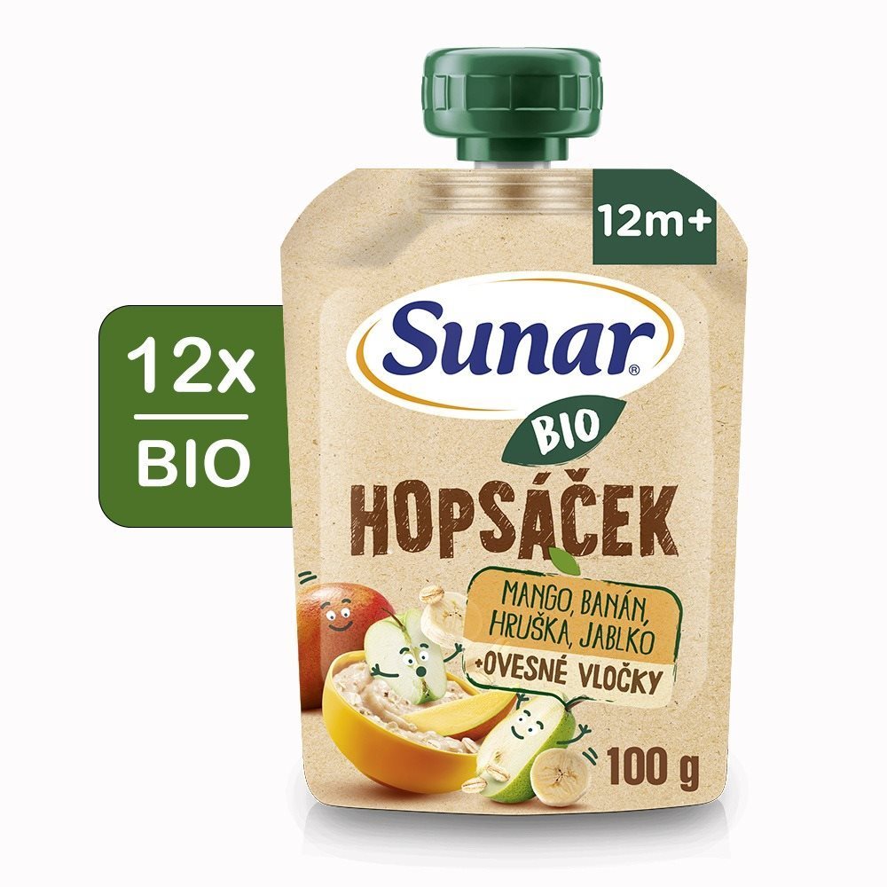 Sunar BIO ovocná kapsička Hopsáček mango, banán, hruška a ovsené...