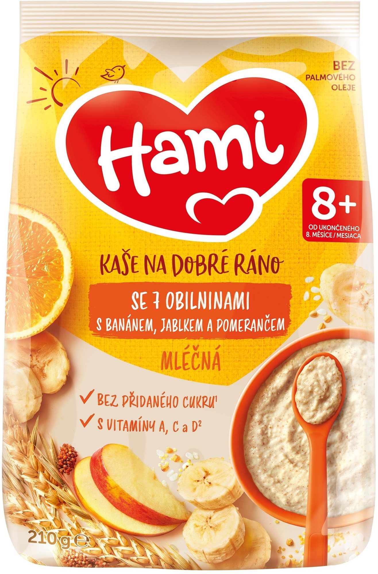 Hami mléčná kaše se 7 obilninami s banánem, jablkem a pomerančem...