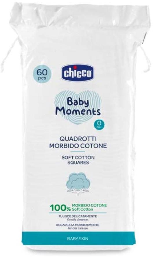 CHICCO Törlőkendő, puha, 100% tiszta pamut, 60 db Tisztítókendő