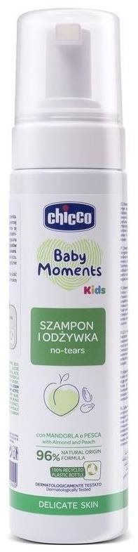 CHICCO Baby Moments 0m+ s kondicionérem, 150 ml Dětský šampon