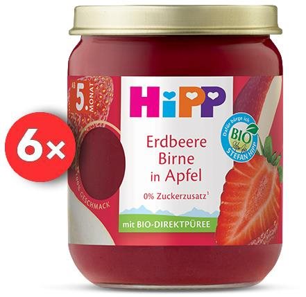 HiPP BIO SUPEROVOCIE Jablko, jahody a hrušky od uk. 4 – -6....
