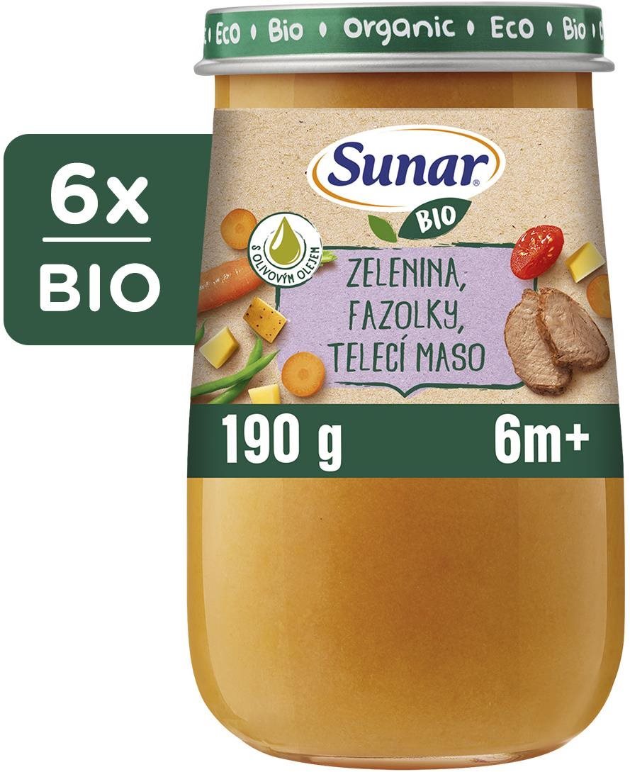 Sunar BIO príkrm zelenina, fazuľky, teľacie mäso, olivový olej 6...