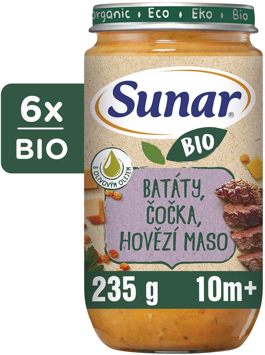 Sunar BIO príkrm batáty, červená šošovica, hovädzie mäso 10 m+, 6×...