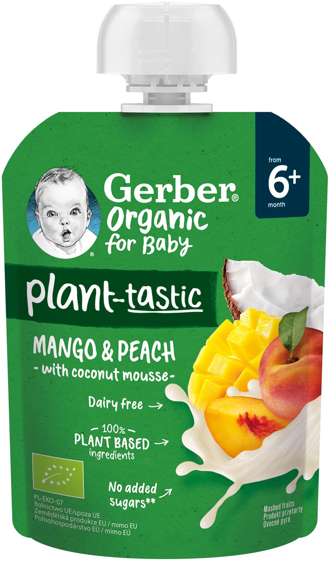 GERBER Organic kapsička mango a broskyňa s kokosovým mliekom 80 g...