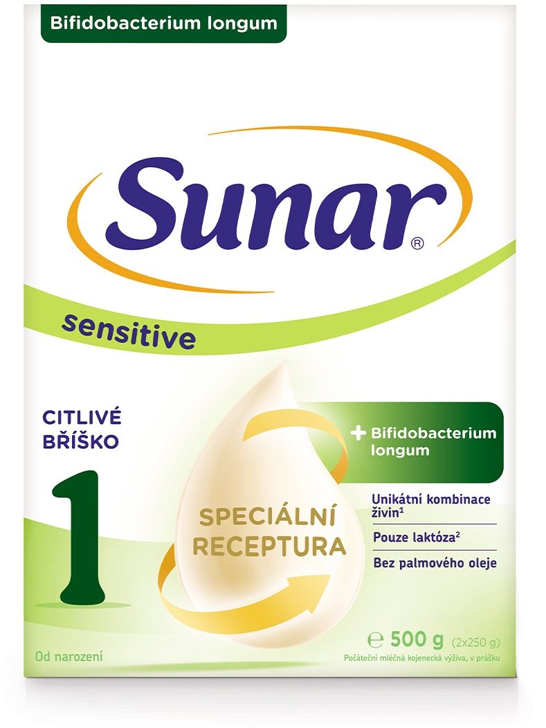 Sunar Sensitive 1 počiatočné dojčenské mlieko, 500 g Dojčenské mlieko