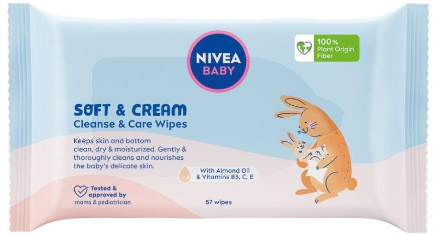 NIVEA Baby Wipes Soft & Cream 57 ks Popsitörlő