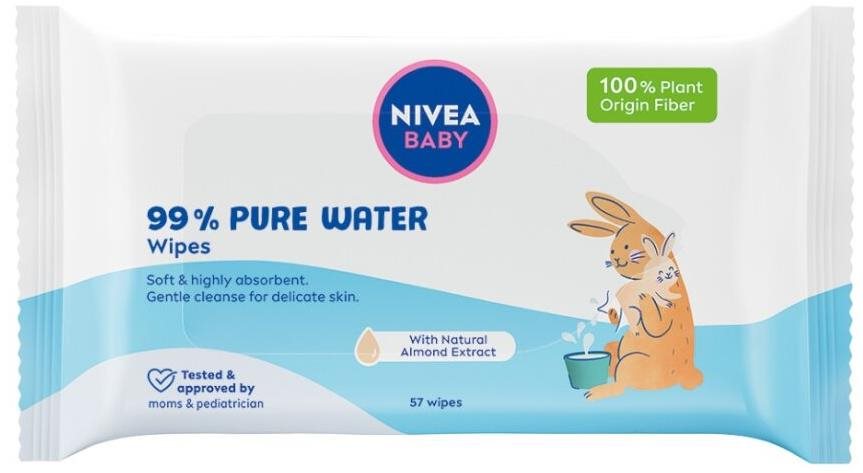 NIVEA Baby 99% Pure Water Wipes 57 ks Dětské vlhčené ubrousky