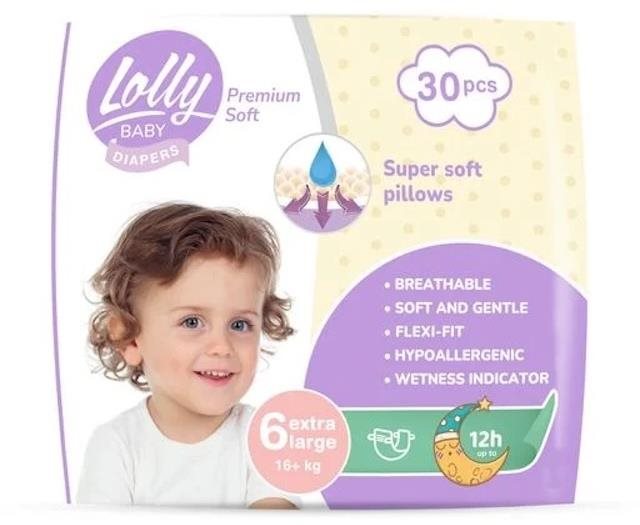 LOLLY BABY Premium soft veľkosť 6 (30 ks) Jednorazové plienky