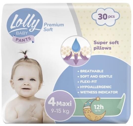 LOLLY BABY Pants Premium soft Maxi 4-es méret (30 db) Eldobható...