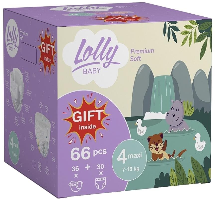 LOLLY BABY Premium soft készlet, 4-es méret (66 db) Eldobható pelenka