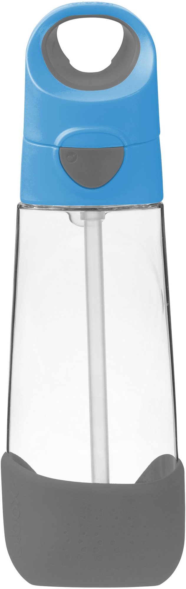 B.Box Fľaša na nápoj so slamkou 600 ml – modrá/sivá Detská fľaša na...